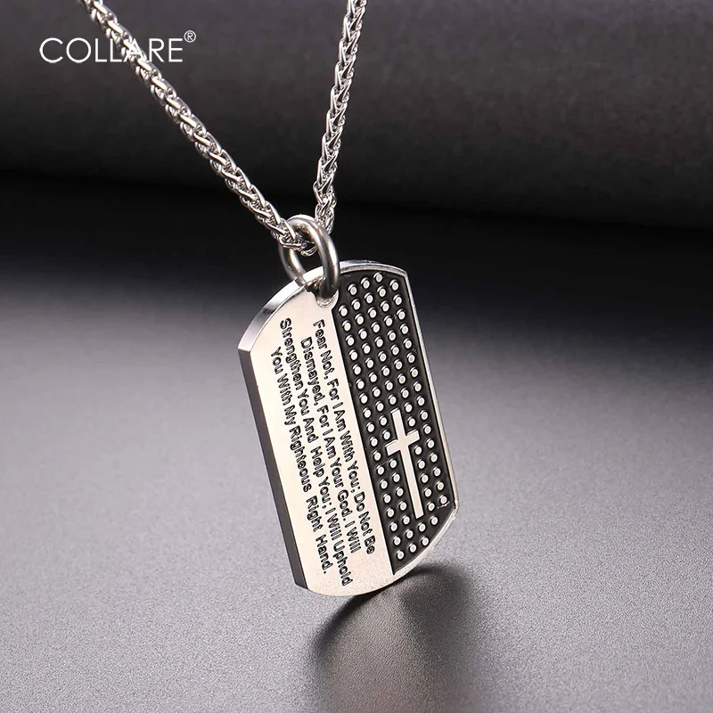 Collare серебро/золото Dog Tag крест ожерелье мужское с библейской военной 316L нержавеющей стали ювелирные изделия Хип-хоп крест ожерелье P103