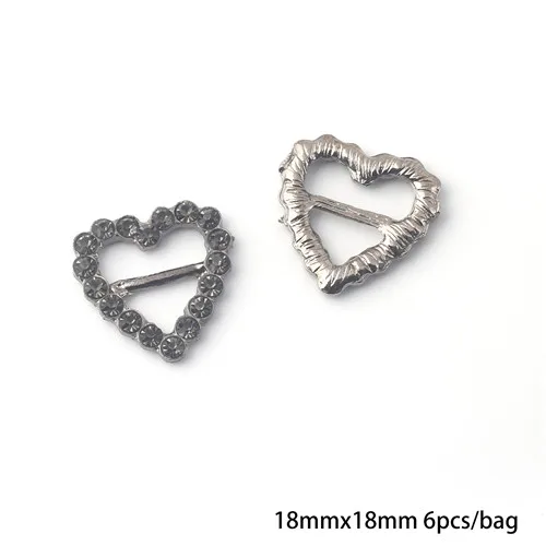 18x18mm Gun-Metal 6 шт./лот, аксессуары из сплава, металлические стразы, пряжка для сердца/прямоугольника/овальной формы, аксессуары для волос, украшение для свадебной вечеринки - Цвет: 18x18mm Gun-Metal