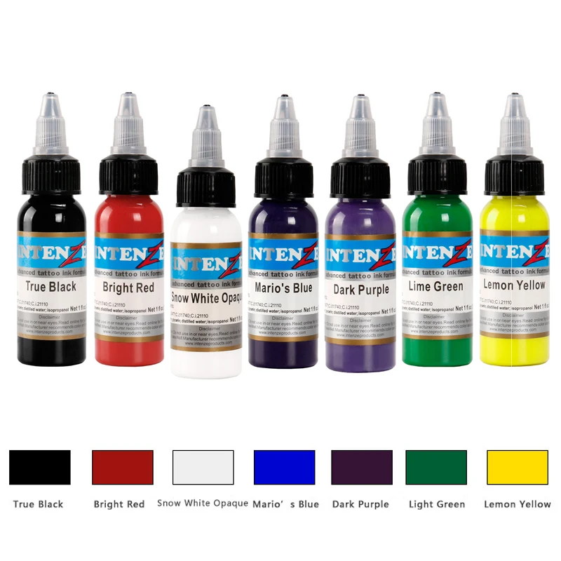 Tattoo Wholesale - New Tattoo Ink 7 Color Set 1oz 30ml / Bottle Tattoo Paint Set Free Shipping