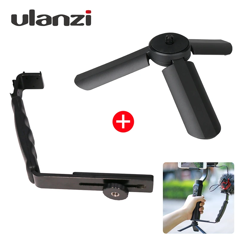 Ulanzi Mini font b Tripod b font L Bracket Stand With 2 Hot Shoe for Zhiyun