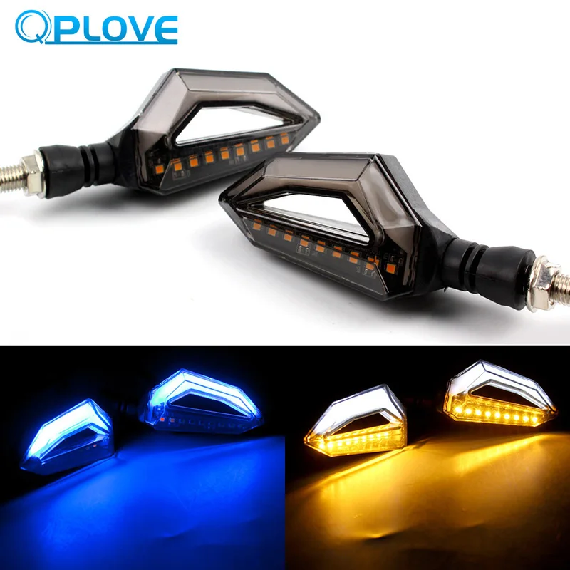 

QPLOVE 2 pcs Motorcycle Turn Signals 12V Hot and Cold Two-tone Soft Rubber Support Anti-collision Wear Refit LED Accessories