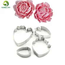 4 шт./компл. пион из нержавеющей стали цветок печенья резак пион лепесток резаки Набор Цветочный сахарное ремесло помадка плесень украшения торта инструменты