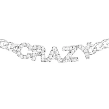 

[MeiBaPJ]Pure S925 Sterling Silver CRAZY Letter Necklace for Women With AAA High Quality Zircon Pendant Necklace Fine Jewelry