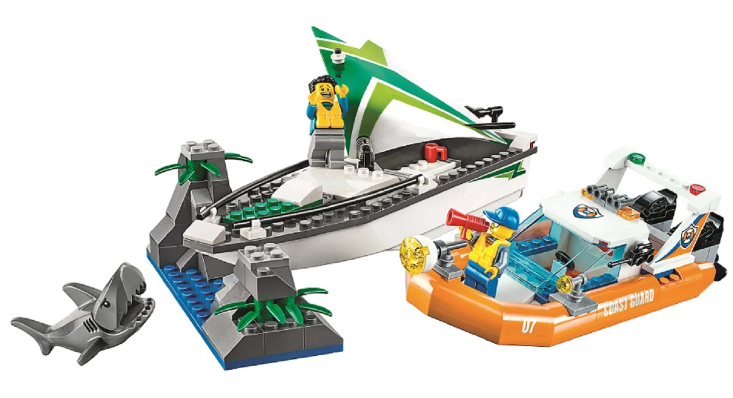 

Compatible Legoinglys City Urban 10752 City Coast Guard Sea Sailboat Rescue Boats Building Blocks Bricks Toys Gifts Children