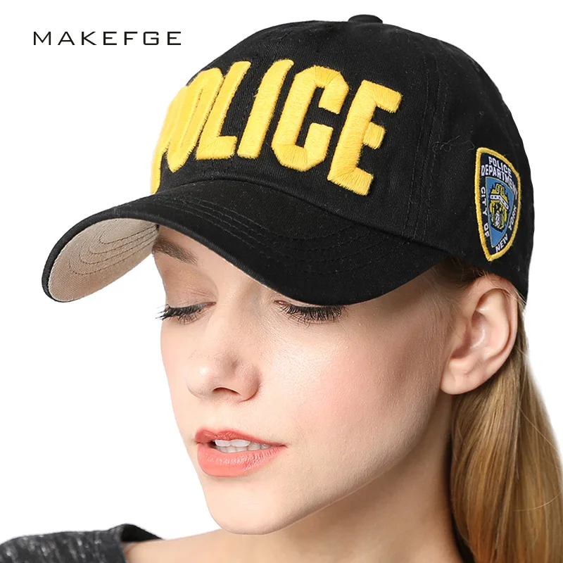

High quality embroidery Woman Baseball Cap Snapback Hip Hop Casual Police Caps for Men Women Washed Trucker Hat Dad Hats Bone