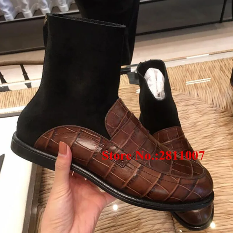 stacked heel leather booties