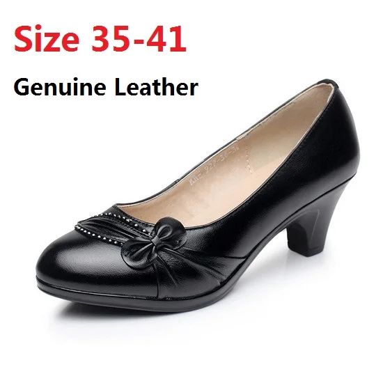 Women genuine leather pumps office lady shoes for woman comfort work