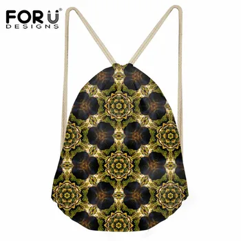 

FORUDESIGNS Mandala Pattern Women String Backpack Fashion Small Polyester Drawstring Bag Girls Boys Travel Shoes Storage Bag Kid