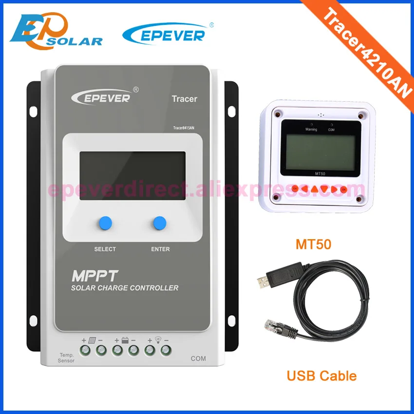 

40A MPPR EPEVER 12V 24V work system solar panels controller USB cable and MT50 Meter home system use Ep series Tracer4210A