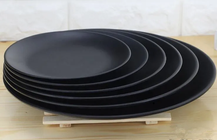 

Melamine tableware barbecue bone plate black plastic circular shallow dish imitation rice meal Pingxi small plate
