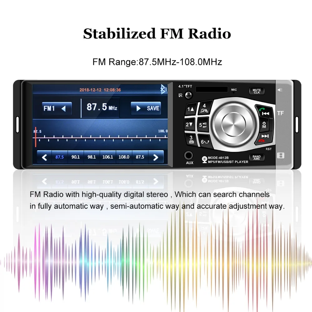 1 DIN Авто аудио стерео Мультимедийный плеер HD 4 дюйма Экран Авторадио bluetooth