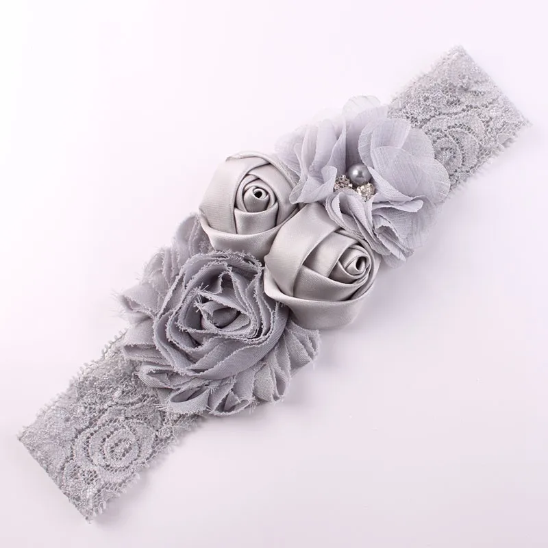 lace rosette and chiffon headband