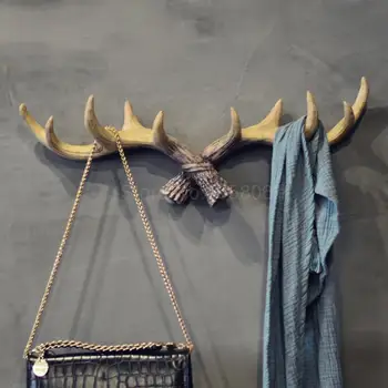 

American retro antler decorative wall hanging coat rack creative clothing store porch door wall decoration key hook