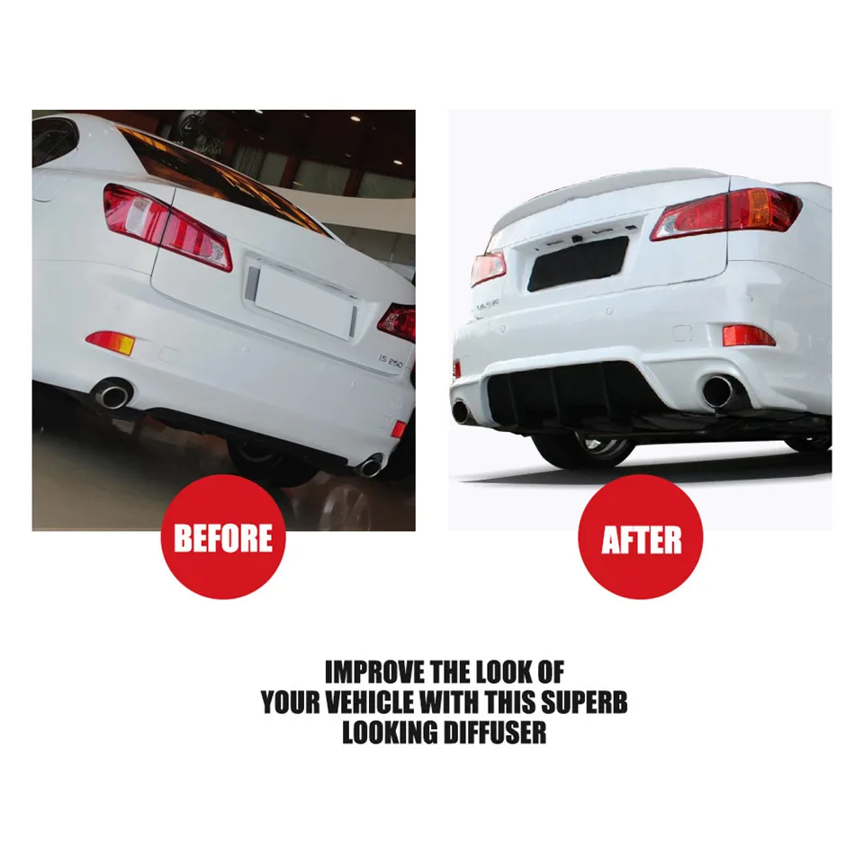  PU Black Auto Car Rear Bumper Diffuser For Lexus IS250 IS350 2006 - 2011 Car Bumper Lip Spoiler