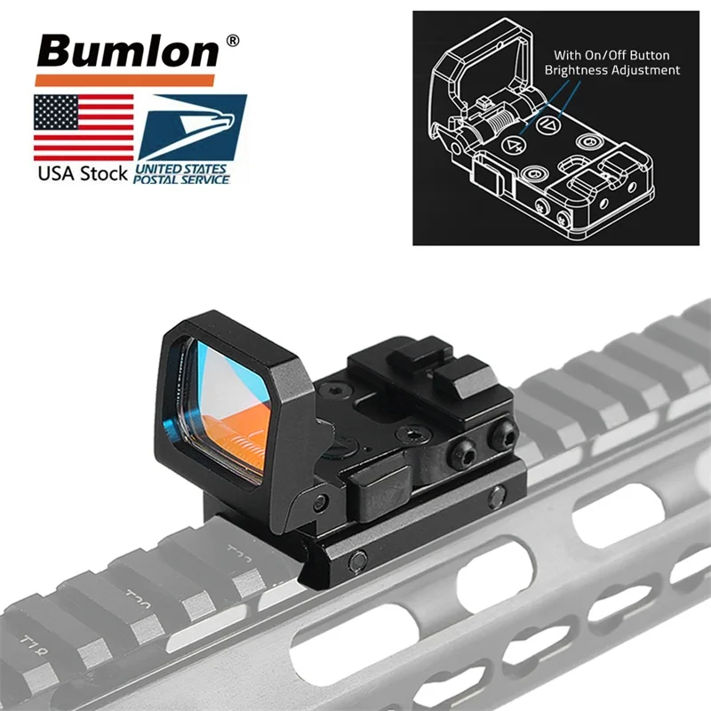 

Red Dot Sight Flip Up Reflex RMR Scope Tactical 9 Levels Brightness Foldable Holographic 20MM for Airsoft Hunting RL5-0047