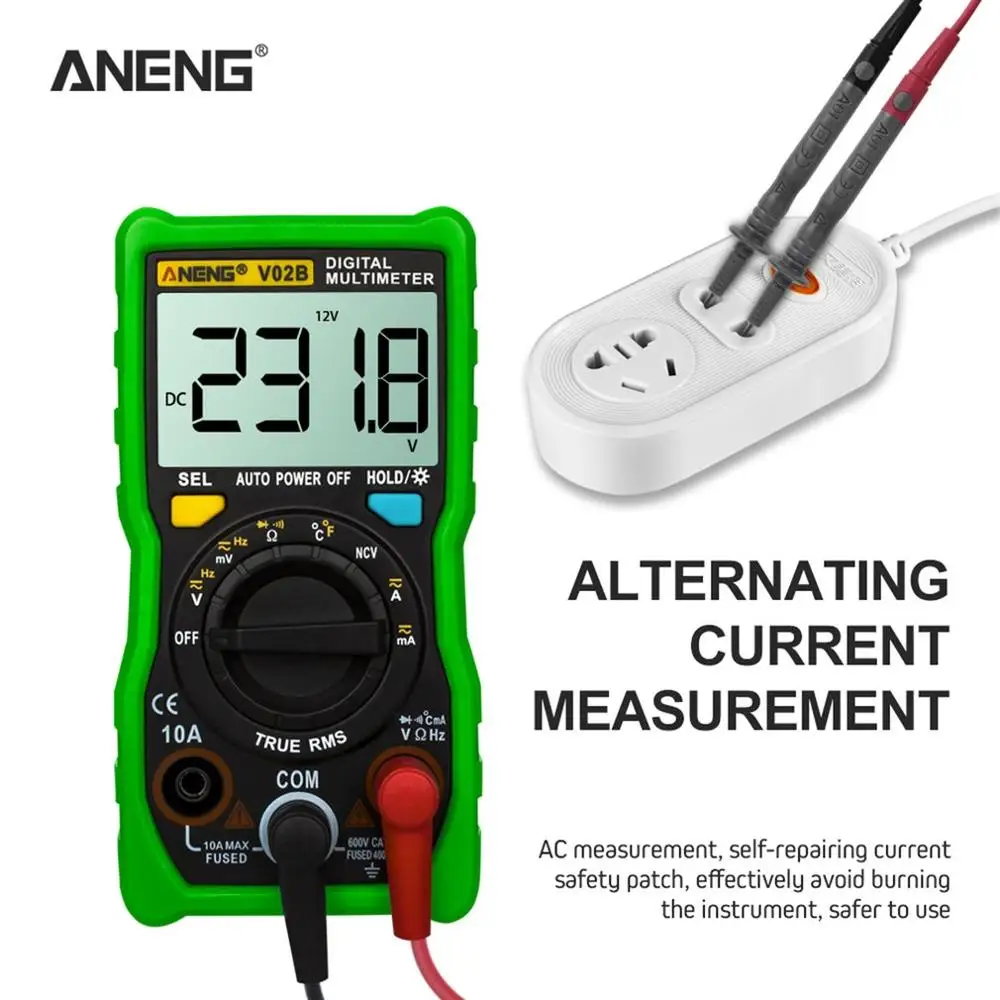 

ANENG V02B Data multimeter NCV Digital LCD AC/DC Frequency Capacitance Tester