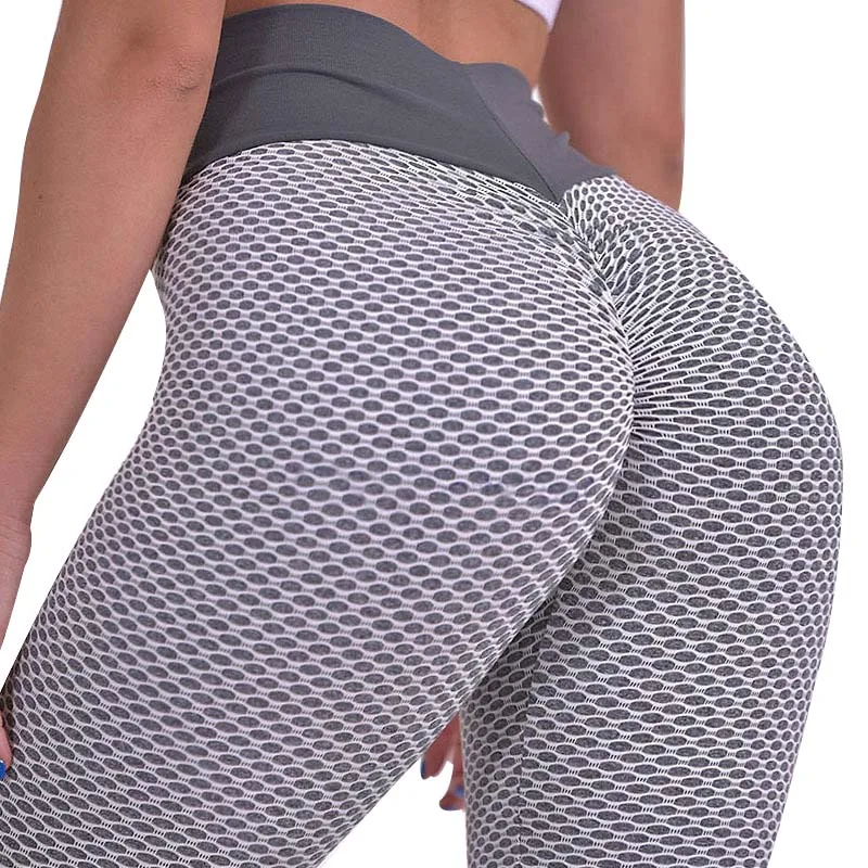 

Women's High Waist Textured Pants Wrinkled Hips Lift Elastic Belly Control Exercise Leggings FDC99