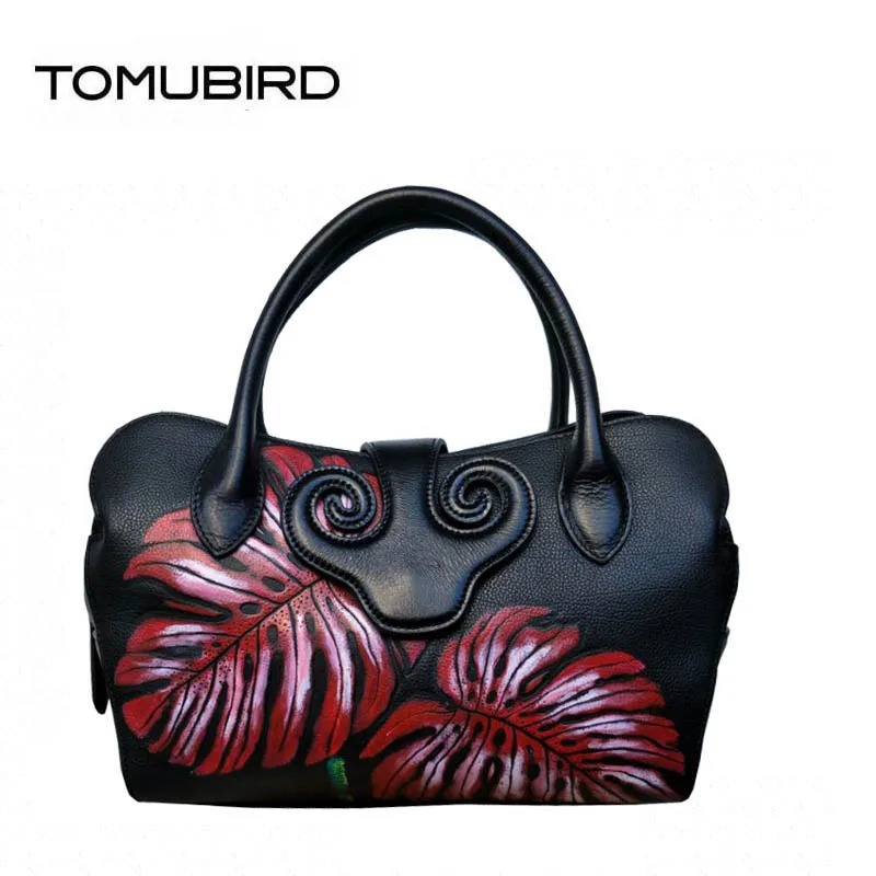 

Women genuine leather bag fashion luxury handbags women bags designer Hand-painted printing women leather handbags shoulder bag