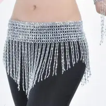 1 шт./лот,, аксессуары для танца живота, кисточки, блестки, бусины, шарф для бедер, золото и свер, пояс для танца живота