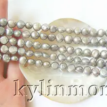 5 прядей 6,5x7,5 мм картофельные серые жемчужные бусины