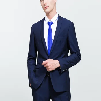 

Navy Blue Business Suit Slim Fit for Men Groom Wedding Suits Prom Party Suits 2 Pieces (Jacket+Pants ) Terno Masculino Men Suit