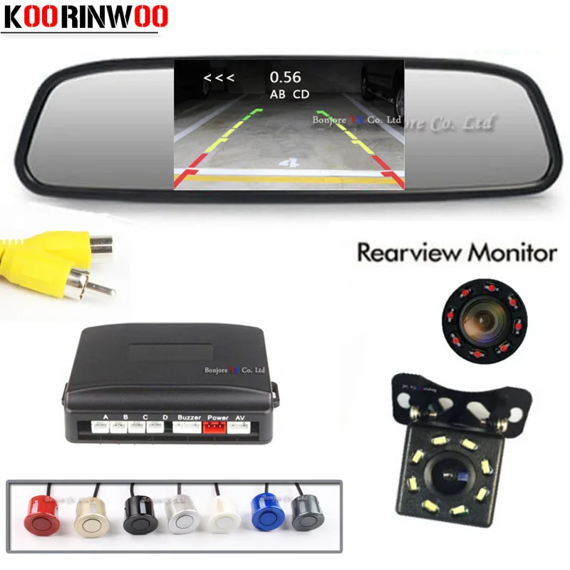 Koorinwoo CCD Car Parktronics Buzzer Video Car Parking Sensors 4 Probes