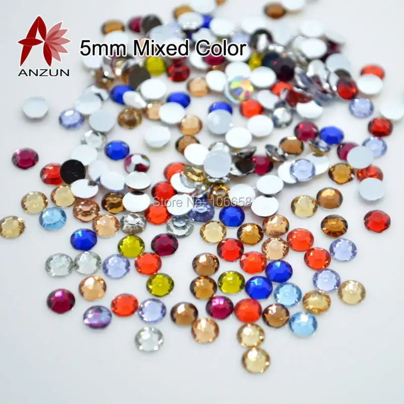 1000pcs 5mm 14 Facets Resin Gem Flat Back Beads For Diy Mixed Color