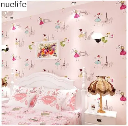 0.53x10m Korean cute cartoon girl pattern wallpaper ...