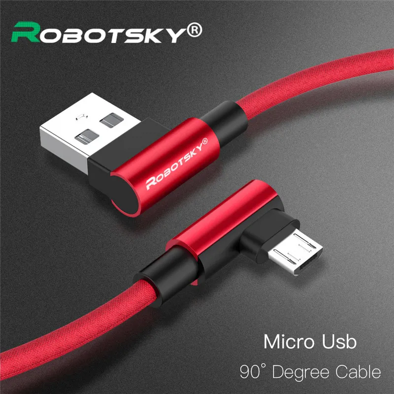 2.4A مايكرو USB 90 درجة سريع شحن كابل النايلون جديلة الهاتف المحمول USB بيانات كابل لسامسونج S6 S7 Xiaomi هواوي LG