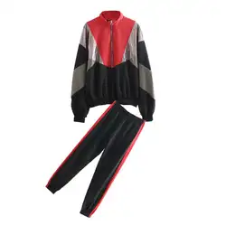 Модный костюм спортивный свитер цвет подходящий жакет повседневные брюки из двух частей женский темперамент элегантный из двух частей