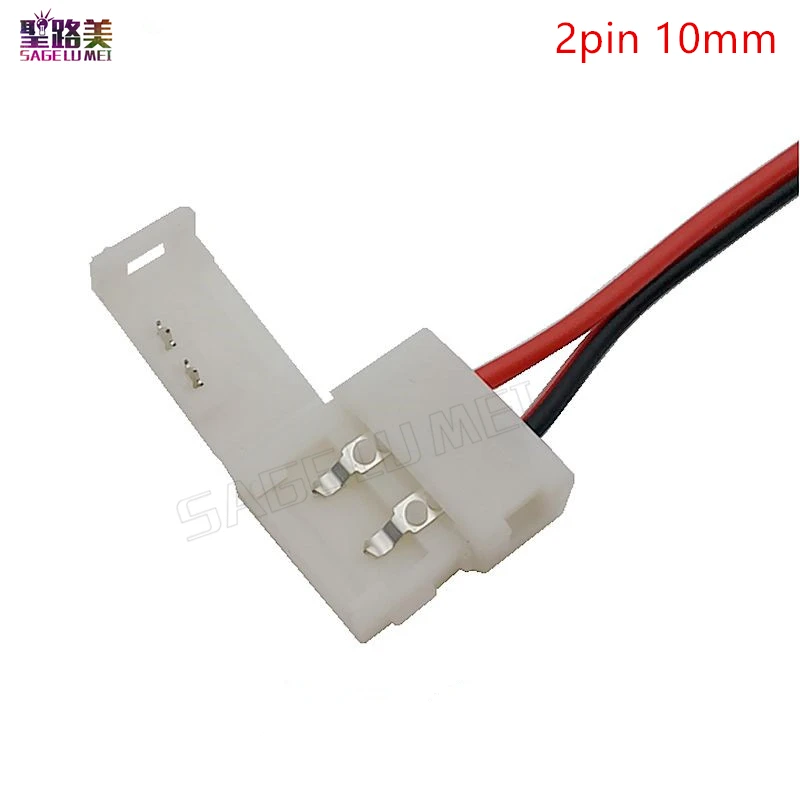 

10 Pcs/lot no soldering 10mm 2PIN led connector with wire for 5050 single Color led strip