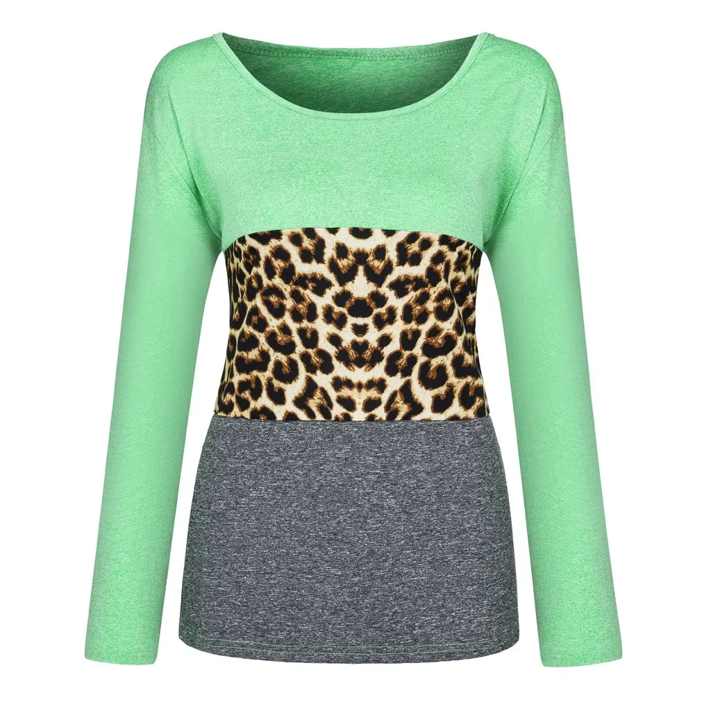 Леопардовая Туника большого размера, женская рубашка с длинным рукавом ...