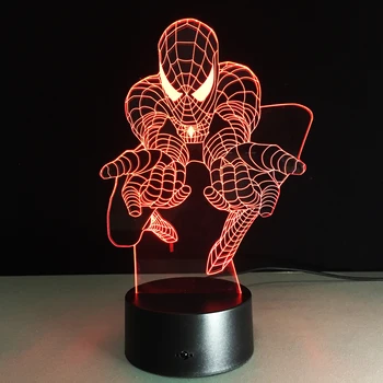

Spiderman 3D Luminaria Night Light Best Kids Fans Gift Spider Man Lamps USB 7-Color Changing Desk Table Decoration Drop Shipping