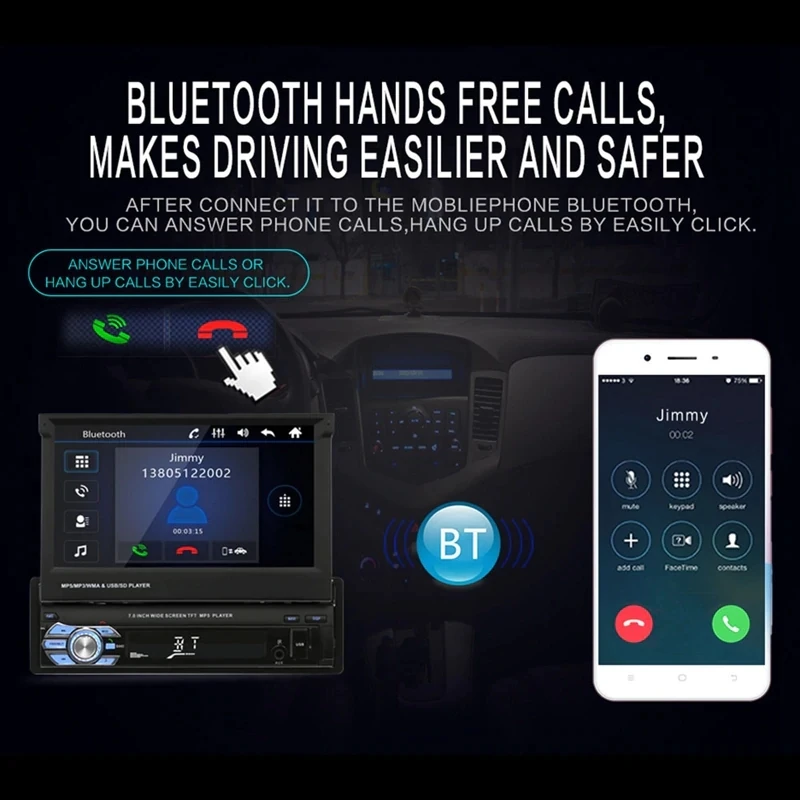 Flash Deal Android 9.1 Quad Core Flip Car Stereo Radio 2Din 7" Touch Screen Car GPS Navigation WIFI BT SWC RDS DVR DAB MirrorLink 2