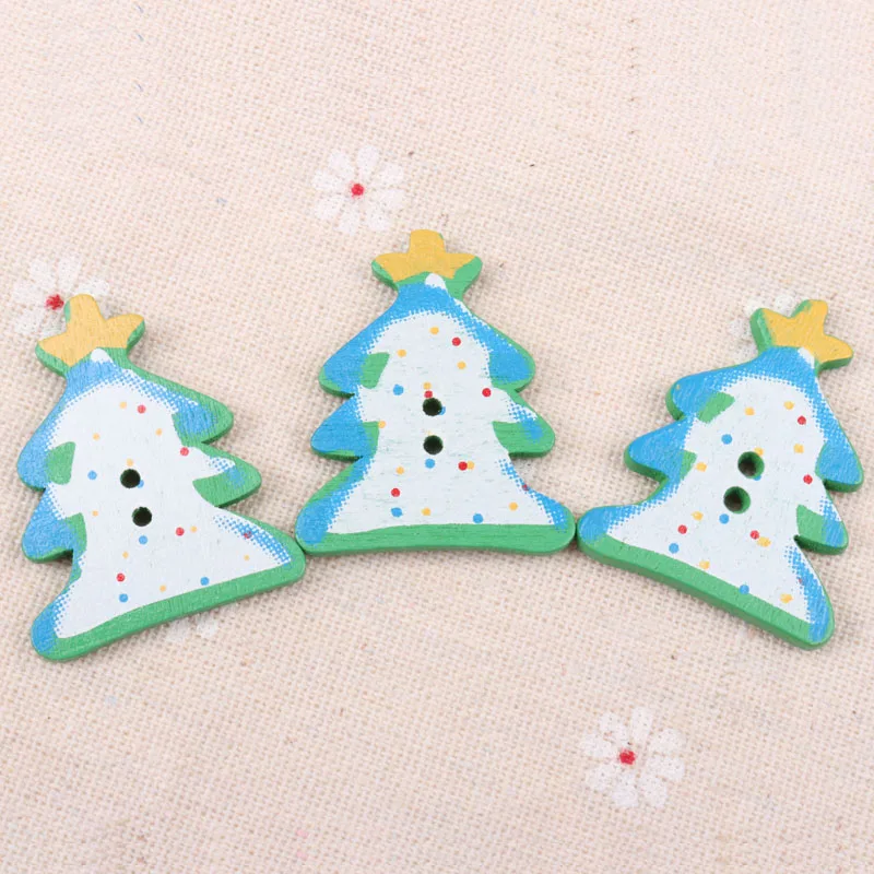 

Wooden Christmas Tree Pattern Buttons 2 Holes Scrapbook Collection Craft Handmade Sewing Home Decoration 29x36mm 10pcs