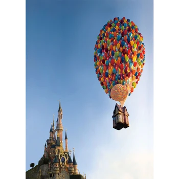 

Colorwonder Blue Sky Magical Castle Background 5x7 Colorful Balloons with Wooden House Backdrop Baby Shower Kids Birthday Decor