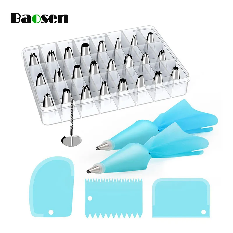 Baosen 32Pcs/set Stainless Steel Cake Flower Nozzle Set Pastry Tips DIY Cake Decorating Tools Bakeware Sets Dessert Decorators Baosen 32Pcs/set Stainless Steel Cake Flower Nozzle Set Pastry Tips DIY Cake Decorating Tools Bakeware Sets Dessert Decorators