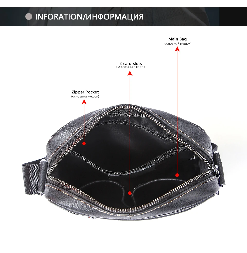 Black Leather Shoulder Bag Male Genuine Leather Men Bags Casual Crossbody Bags (9)