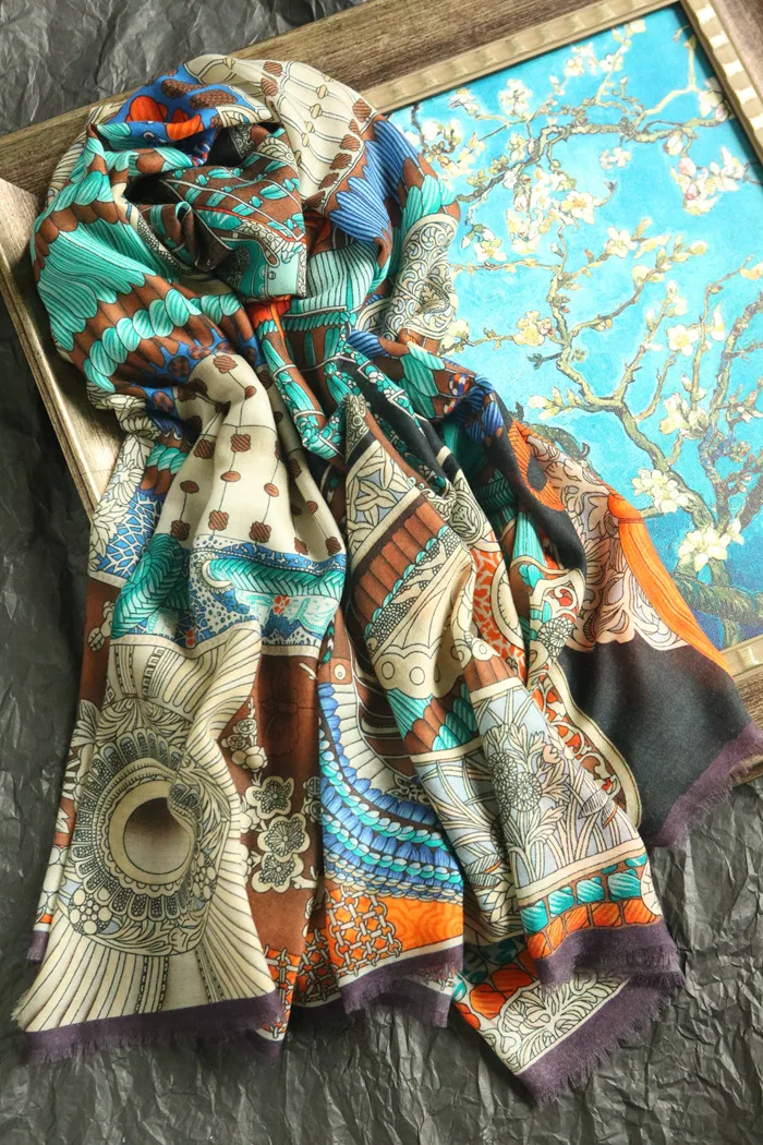 Женский шарф из чистого кашемира, роскошные брендовые Дизайнерские шарфы, теплые зимние шарфы, банданы 140*140 см