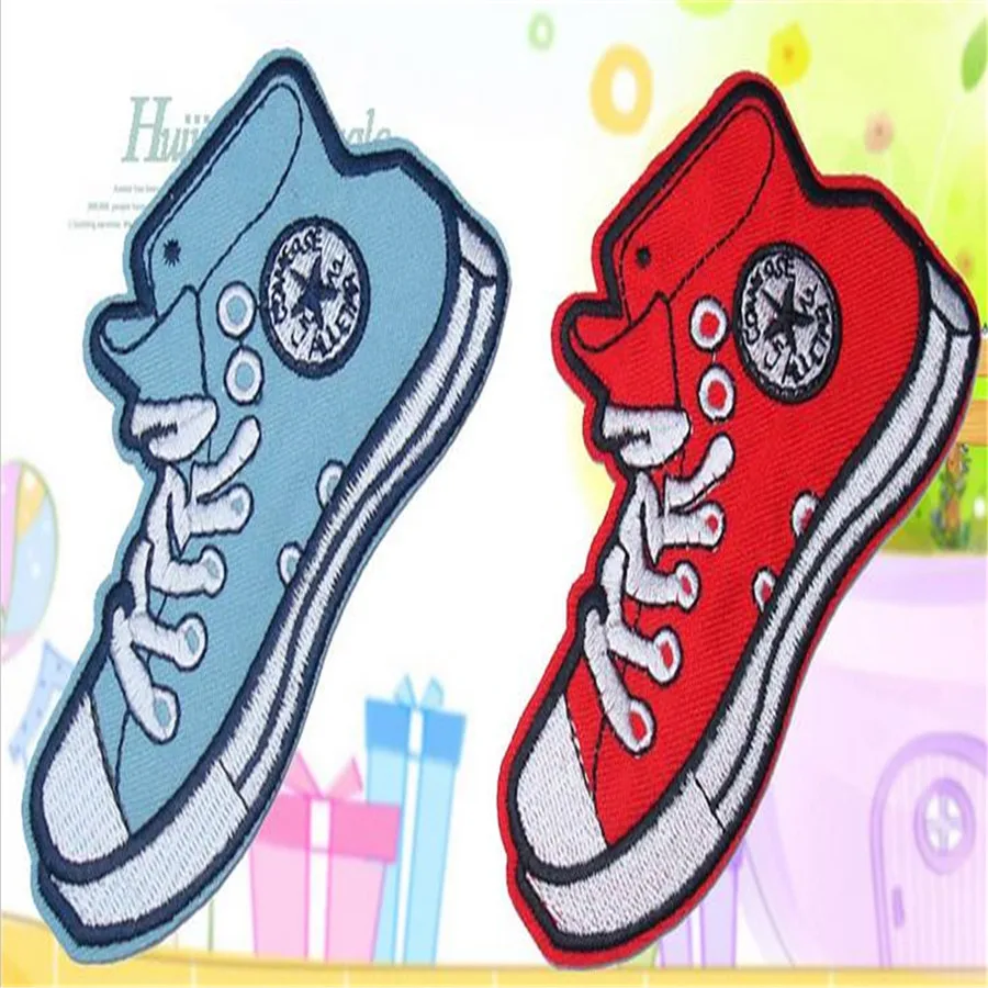 1Pcs Cartoon Shoe Patch for Clothing Iron On Embroidered Sew Applique Patch Fabric Clothes Badge