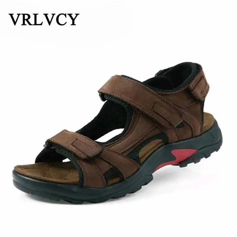

New 2018 Brand Men's Sandals Slippers Genuine Leather Cowhide Sandals Outdoor Summer Casual Men Quality Leather Sandals For Man