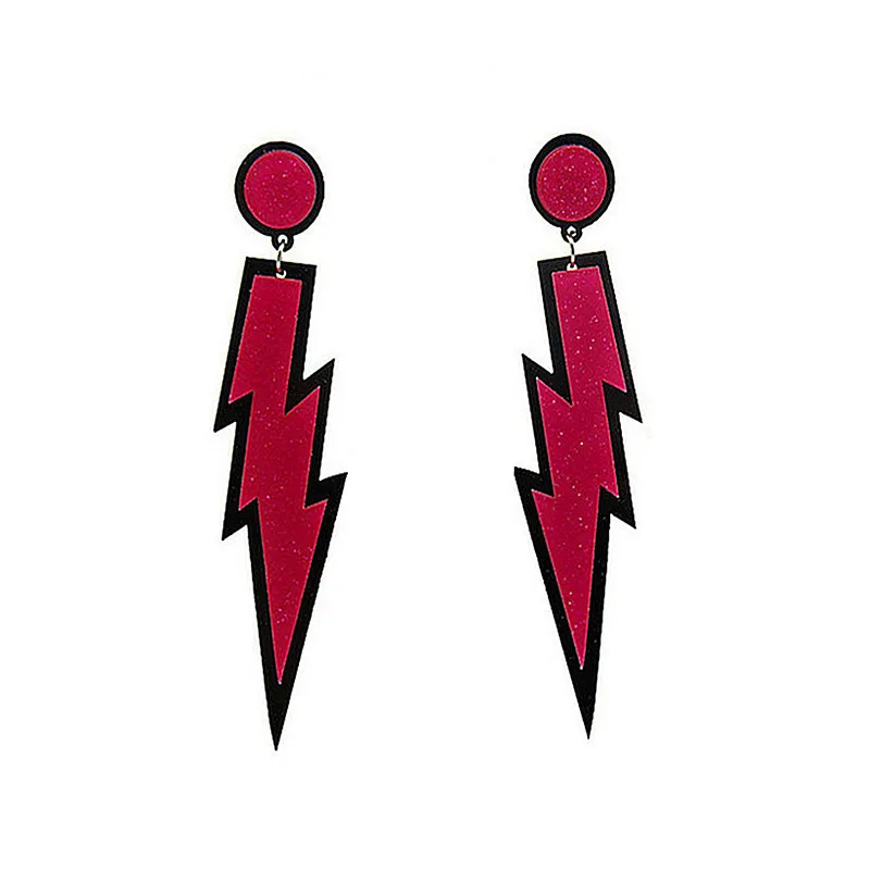Простые акриловые длинные серьги в виде молнии для ночного клуба, серьги в стиле хип-хоп, геометрические серьги-гвоздики для женщин, гранж, аксессуары - Окраска металла: red