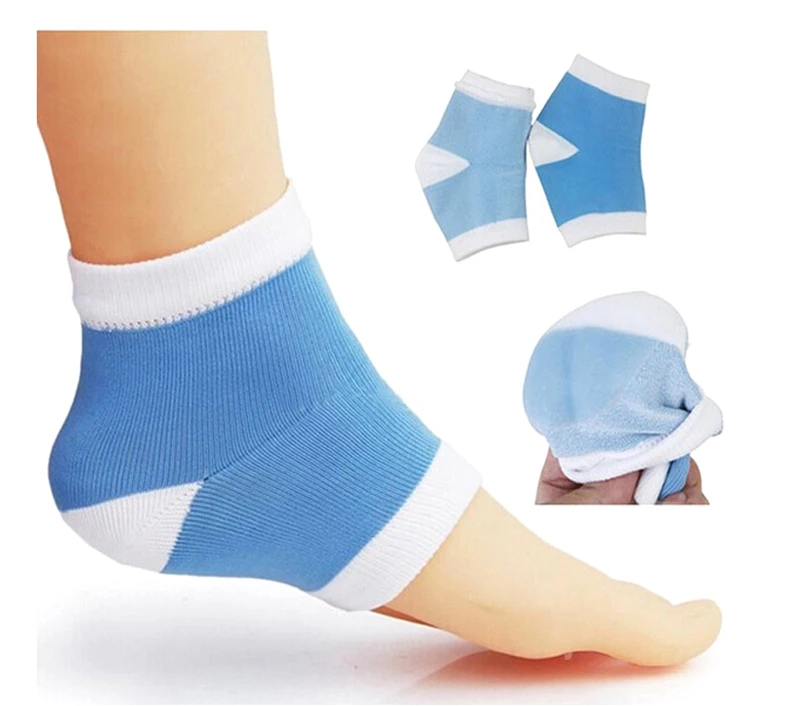 Free Shipping 1Pair SPA Gel Heel Socks Foot Skin Moisturing Spa Feet Care Socks Insole for Cracked Heels Foot Health Care Socks Blue Men Women (3)