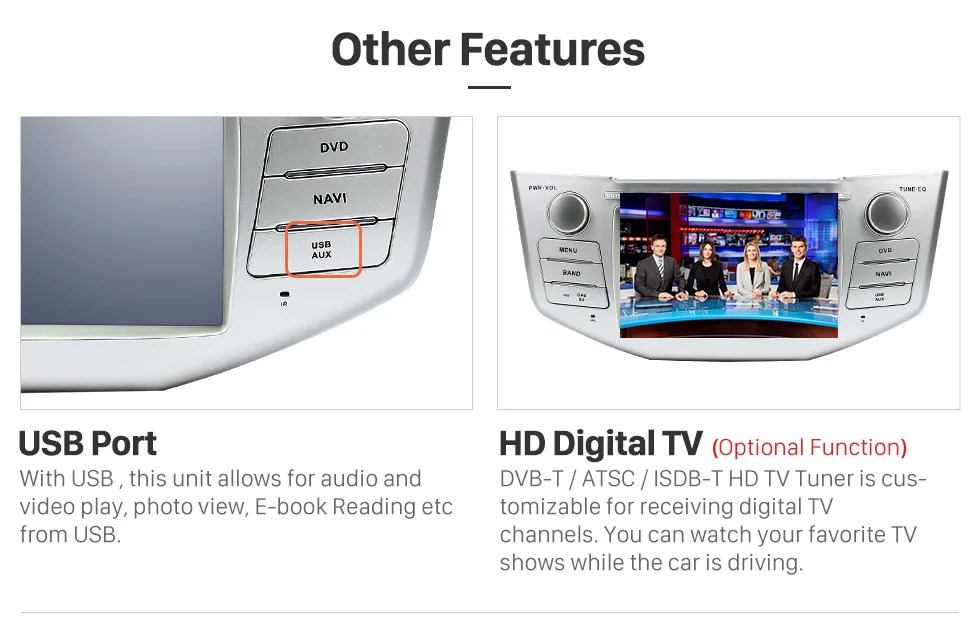 Excellent Harfey 2Din Android 8.0 7" Car Radio For Lexus RX 400h RX 330 RX 350 RX 300 Toyota Harrier GPS Multimedia Player Head Unit 19