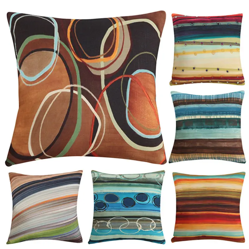 European style Printed Cotton Linen Cushions Cover Car Bedroom Sofa