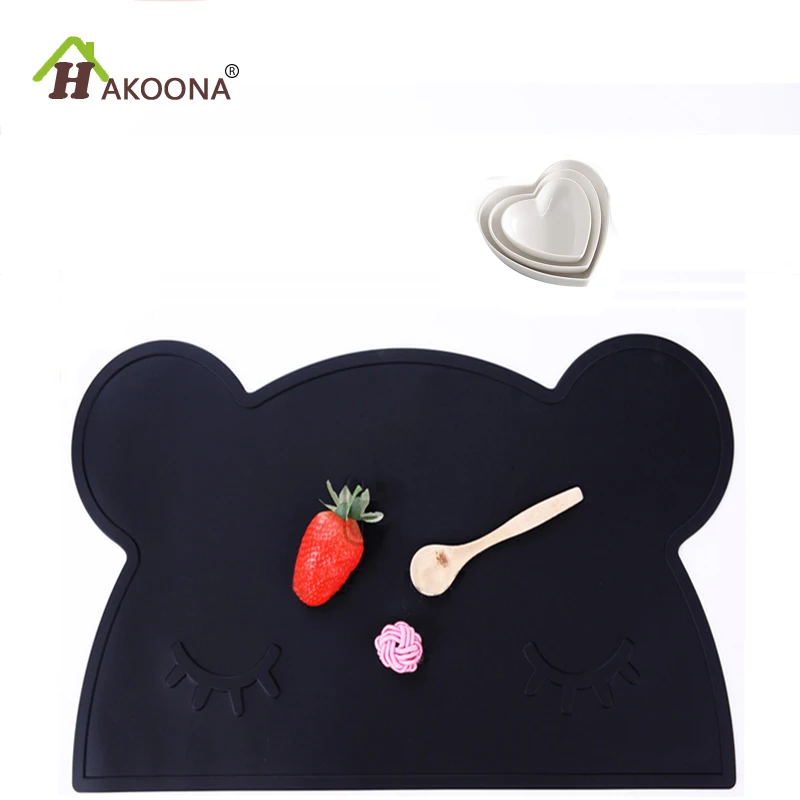 

HAKOONA 1pc Creative Cute Bear Silicone Placemat Heat Resistant Mat Portable Pads 46 * 28cm
