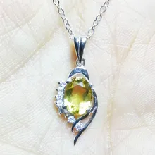 Ожерелье из натурального цитрина, подвеска,, серебро 925 пробы, хорошее ювелирное изделие, 6*8 мм, 1.35ct, драгоценный камень# C9021002