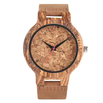 

Wristwatch Men Wooden Quartz Genuine Leather Band Pattern Case Male Watch Luxury Gift for Mens New Arrival montre Female Clock