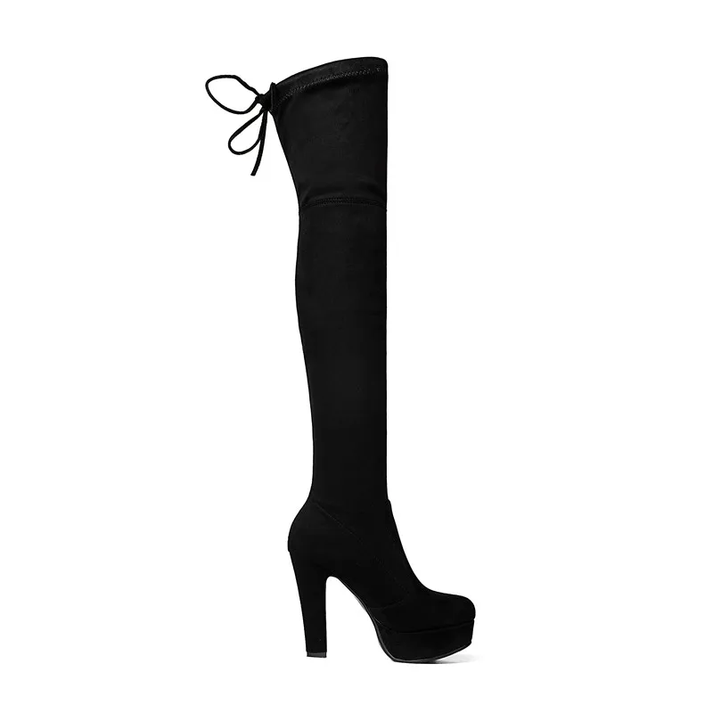 Asumer Spuer heels shoes over the knee boots fashion elegant party shoes autumn winter boots platform flock thigh high