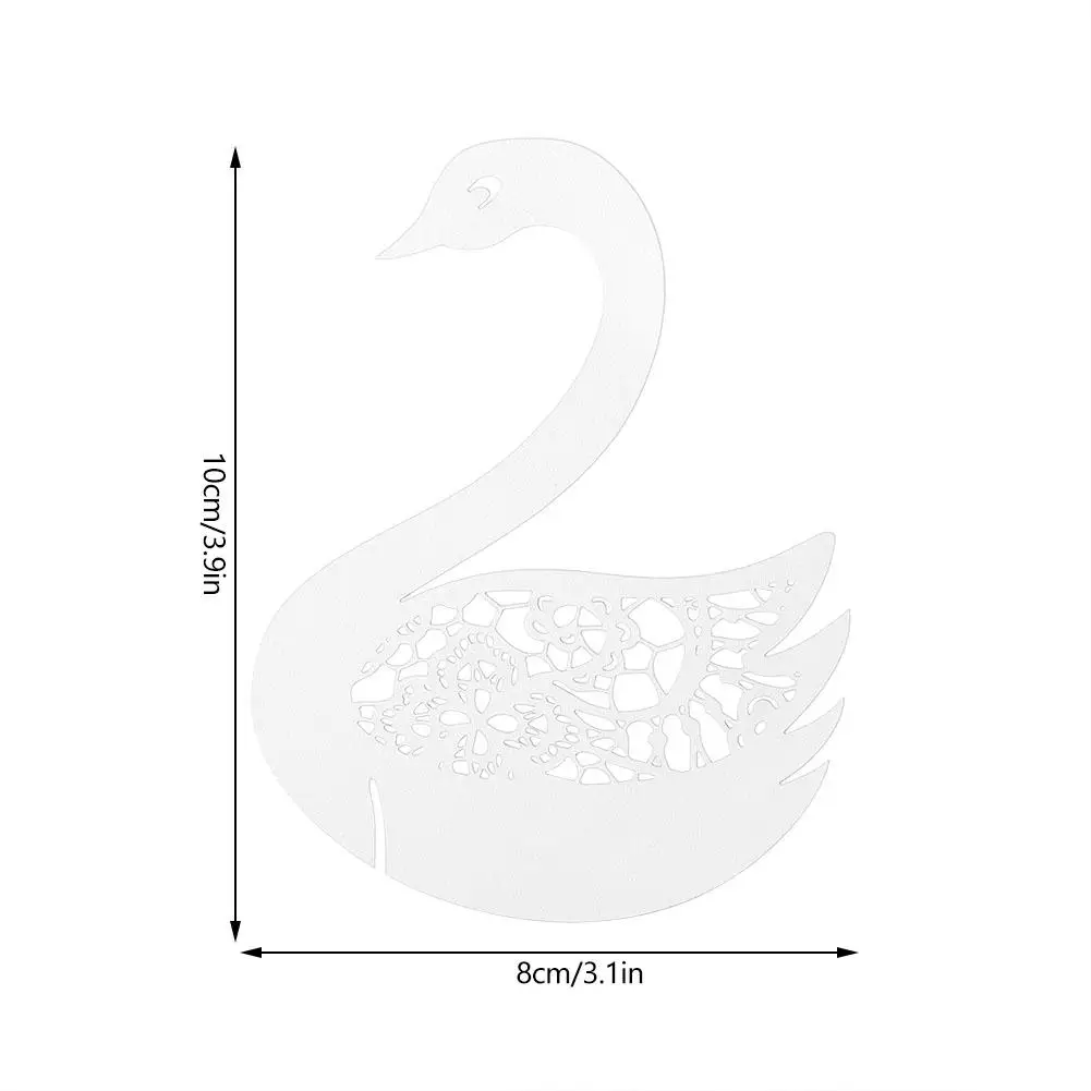 50 шт. Лебедь Свадебные полые карточки с именем для вина стеклянное украшение для стола - Цвет: Белый